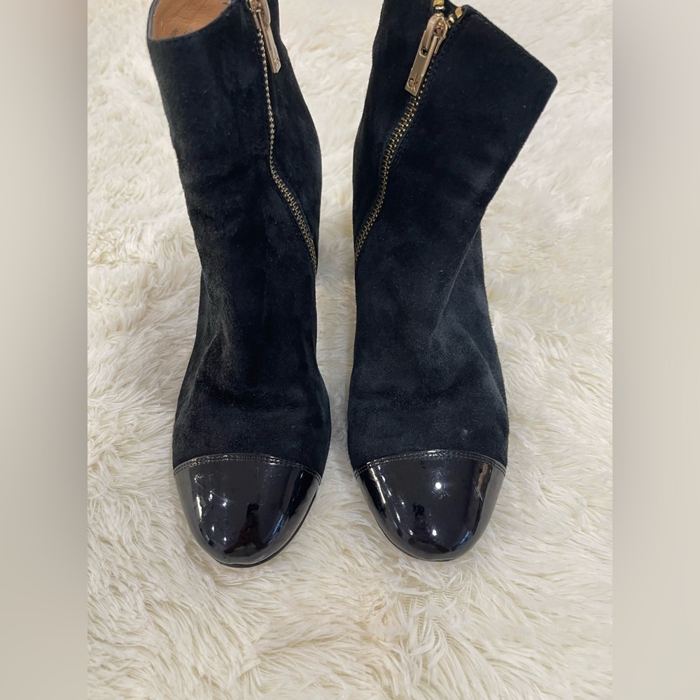 Calvin Klein Black Suede Boots with Glossy Toe